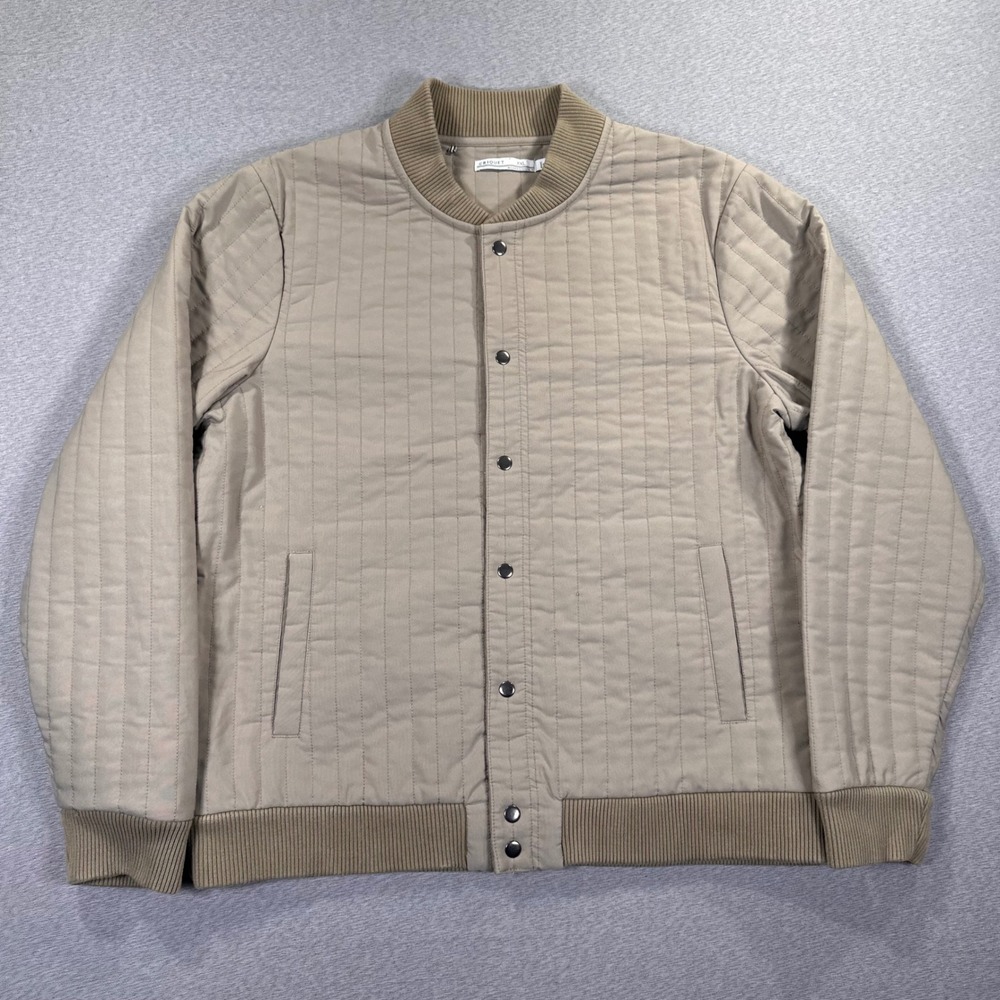 Criquet Quilted Bomber Jacket Mens 2XL Brown Snap Front Coat Preppy Casual